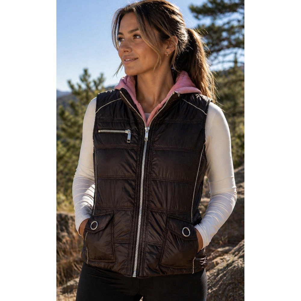 Powder River Outfitters Panhandle Puffer Vest Womens Size M‎ Outdoor Hiking Hood